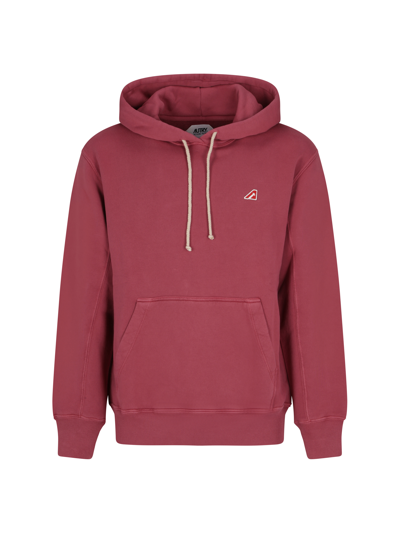 Autry Logo-patch Cotton Hoodie In Red