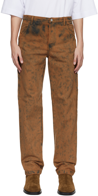 Dries Van Noten Brown & Grey Tie-dye Jeans In 702 Choco
