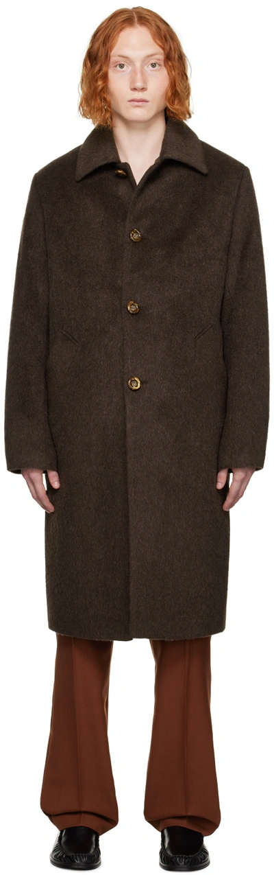 Séfr Felted Single-breasted Midi Coat In Brown
