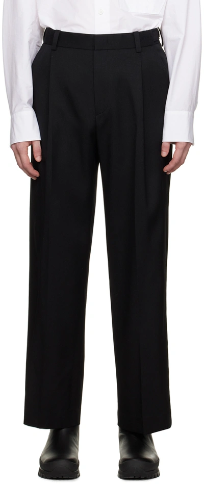 Solid Homme Black Wide Leg Trousers In 466b Black