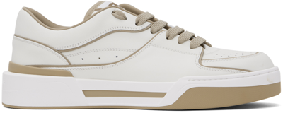 Dolce & Gabbana New Roma Leather Sneakers In Beige