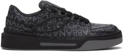 Dolce & Gabbana New Roma Monogram Sneakers In Black,grey