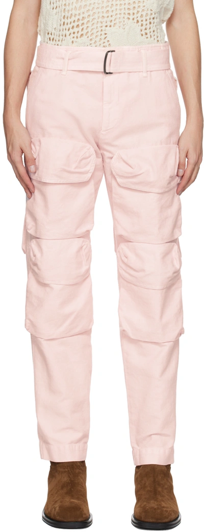 Dries Van Noten Pink Garment-dyed Cargo Trousers In 305 Pink