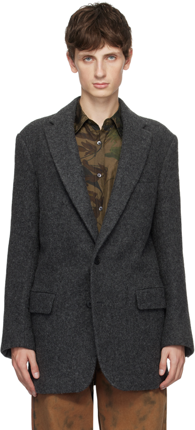 Dries Van Noten Grey Two-button Blazer In 802 Grey