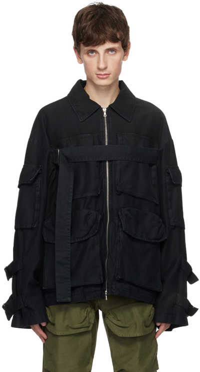 Dries Van Noten Black Garment-dyed Jacket In 900 Black