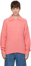 Ader Error Pink Layered Collar Polo In Pink