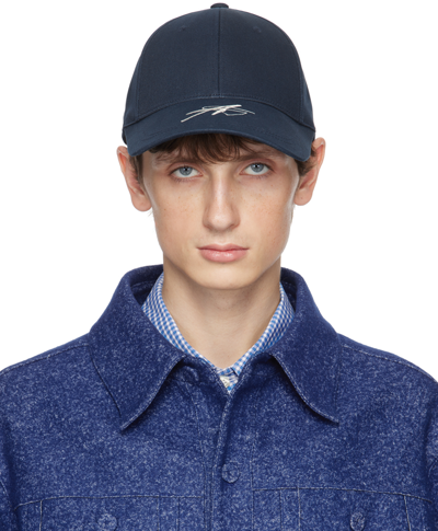 Ader Error Navy Embroidered Cap In 蓝色