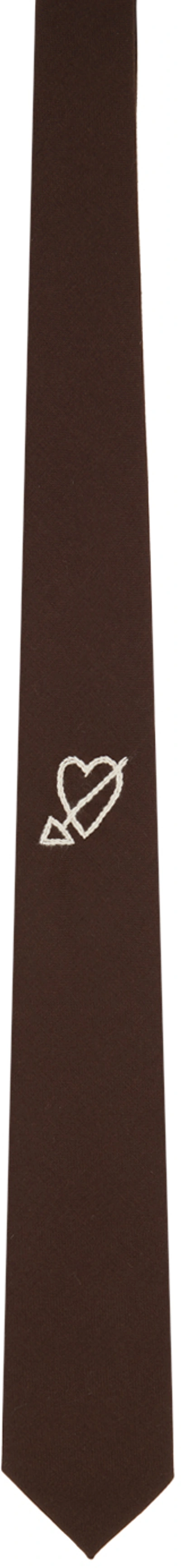 Ernest W Baker Brown Heart Tie In Brown Wool