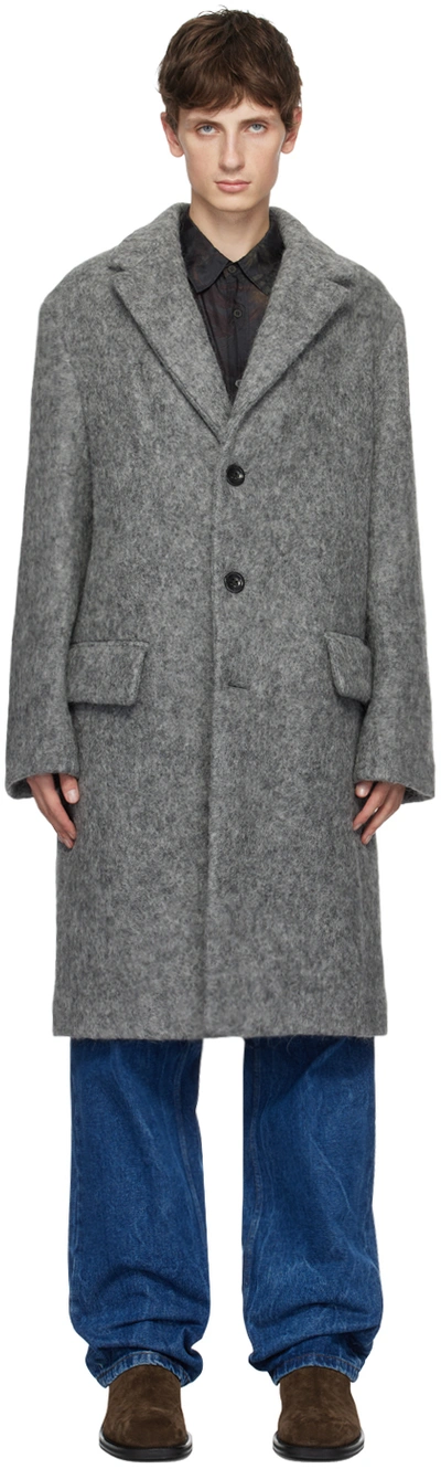 Dries Van Noten Wool-blend Coat In Grey