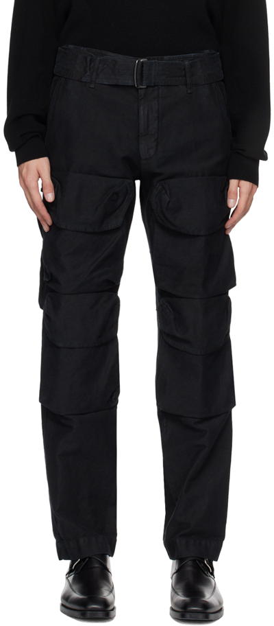 Dries Van Noten Black Garment-dyed Cargo Pants In 900 Black