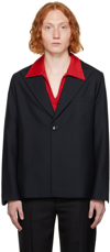 Séfr Navy Power Blazer In Dark Navy