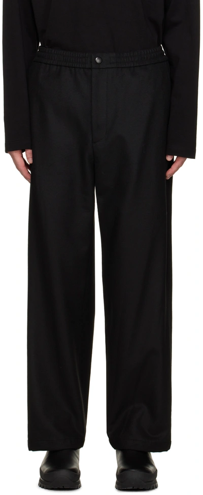 Solid Homme Black Drawstring Trousers In 405b Black