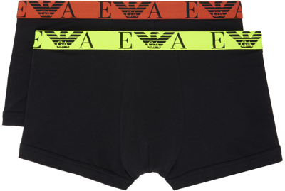 Emporio Armani Logo-waist Boxer Briefs (pack Of Two) In Black