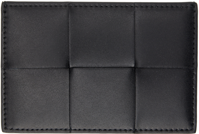 Bottega Veneta Black Cassette Card Holder In 8803-black-silver