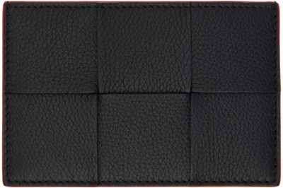 Bottega Veneta Black Cassette Credit Card Holder In Blacksilver