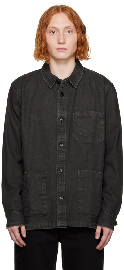 Corridor Duck Dye Cotton Overshirt In Black