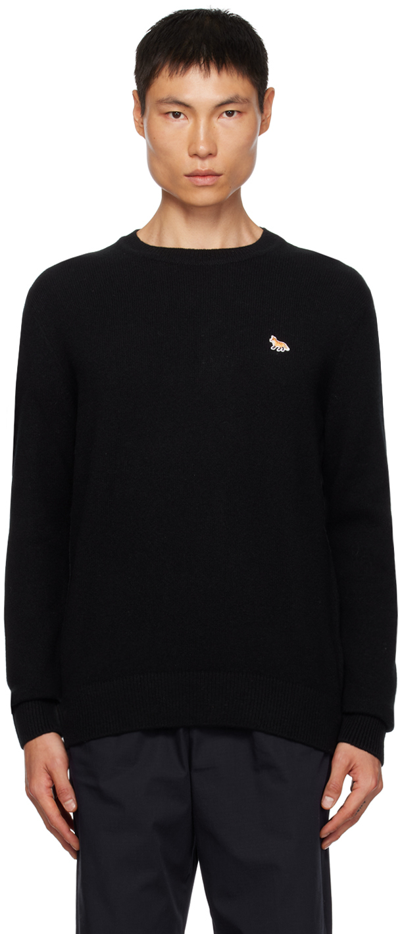 Maison Kitsuné Black Baby Fox Patch Sweater In P199 Black