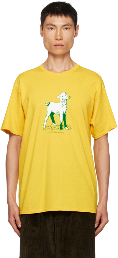 Noah Yellow 'friendly Warning' T-shirt In Lemon Yellow