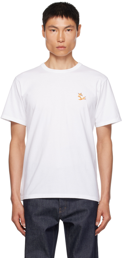 Maison Kitsuné White Chillax Fox Patch Classic T-shirt In P100 White