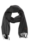 Hickey Freeman Cashmere Double Face Solid Scarf In Black/ Grey