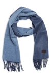 Hickey Freeman Cashmere Double Face Solid Scarf In Navy/ Denim