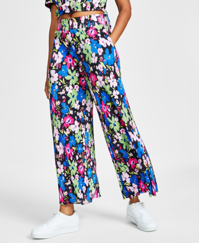 Bar Iii Women's Printed Knit Wide-leg Pants, Created For Macy's In Feathered Floral