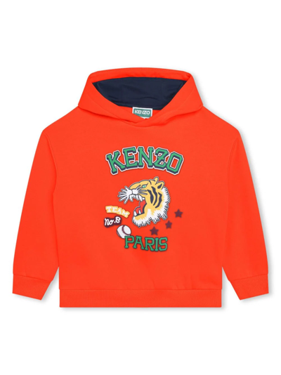 Kenzo Kids' Felpa  Club Varsity Tiger In Orange