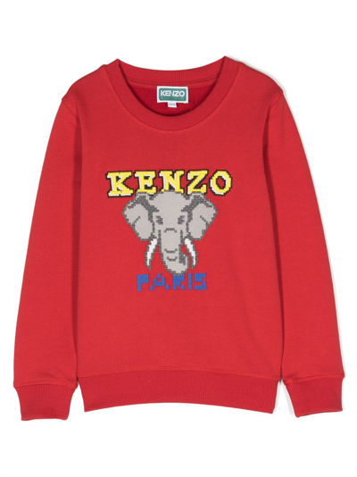 Kenzo Felpa Jungle Game Elephant In Red