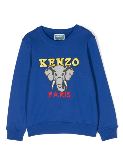 Kenzo Jungle Game Elephant Sweatshirt In Blue