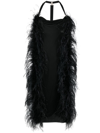 Sportmax Feather-trim Midi Dress In Black