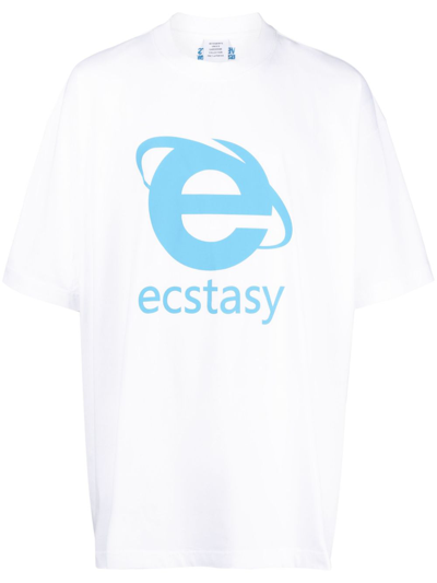 Vetements Ecstasy Printed Cotton T-shirt In White