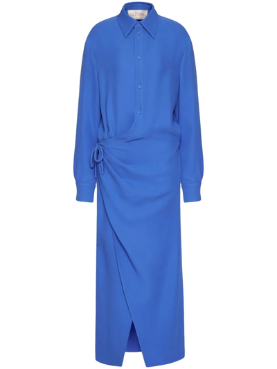 Valentino Cady Couture Wrapped Midi Shirtdress In Serenity