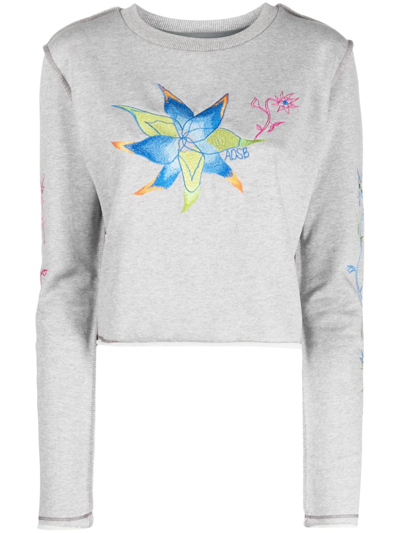 Andersson Bell Gray Crazy Flower Long Sleeve T-shirt In Grey