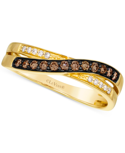 Le Vian Chocolate Diamond & Nude Diamond Crossover Ring (1/4 Ct. T.w.) In 14k Gold In K Honey Gold Ring