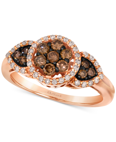 Le Vian Chocolate Diamond & Nude Diamond Halo Cluster Ring (5/8 Ct. T.w.) In 14k Rose Gold In K Strawberry Gold Ring