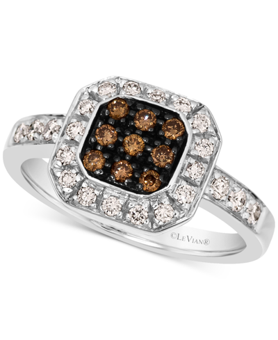 Le Vian Chocolate Diamond & Nude Diamond Halo Cluster Ring (1/2 Ct. T.w.) In 14k White Gold In K Vanilla Gold Ring