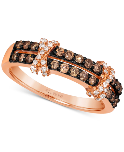 Le Vian Chocolate Diamond & Nude Diamond Double Crisscross Ring (1/2 Ct. T.w.) In 14k Gold In K Strawberry Gold Ring