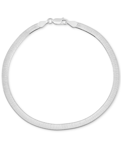 Macy's Men's Polished & Beveled Herringbone Link Chain Bracelet In Silver