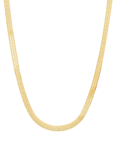 Macy's Polished & Beveled Herringbone Link 22" Chain Necklace In 18k Gold-plated Sterling Silver & Sterling In Gold Over Silver
