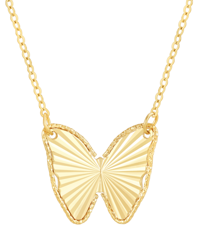 Italian Gold Butterfly 18" Pendant Necklace In 10k Gold