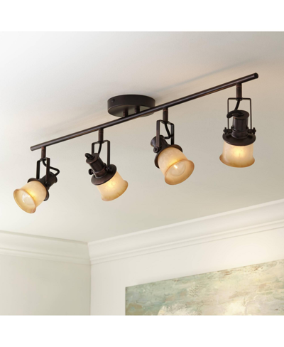 Pro Track 4-head Ceiling Or Wall Track Light Fixture Kit Spot Light Directional Monorail Brown Bronze Finish A