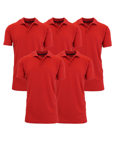 Galaxy By Harvic Men's Dry Fit Moisture-wicking Polo Shirt, Pack Of 3 In Red