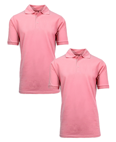 Galaxy By Harvic Men's Short Sleeve Pique Polo Shirt, Pack Of 2 In Pink