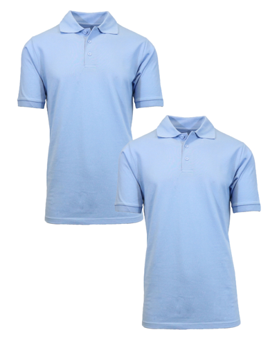 Galaxy By Harvic Men's Short Sleeve Pique Polo Shirt, Pack Of 2 In Light Blue