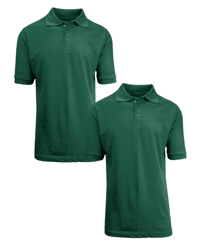 Galaxy By Harvic Men's Short Sleeve Pique Polo Shirt, Pack Of 2 In Hunter