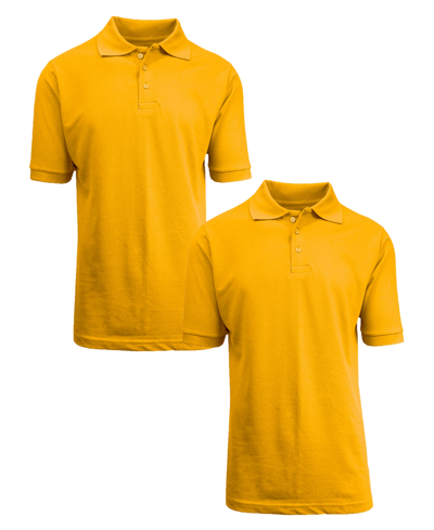 Galaxy By Harvic Men's Short Sleeve Pique Polo Shirt, Pack Of 2 In Gold