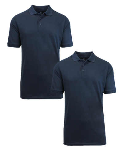 Galaxy By Harvic Men's Short Sleeve Pique Polo Shirt, Pack Of 2 In Blue