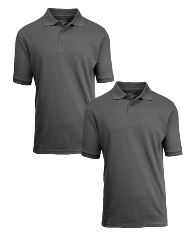 Galaxy By Harvic Men's Short Sleeve Pique Polo Shirt, Pack Of 2 In Charcoal