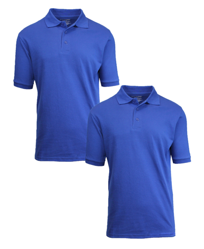 Galaxy By Harvic Men's Short Sleeve Pique Polo Shirt, Pack Of 2 In Royal