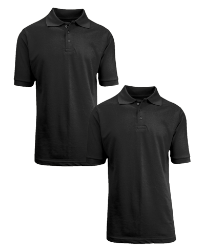 Galaxy By Harvic Men's Short Sleeve Pique Polo Shirt, Pack Of 2 In Black